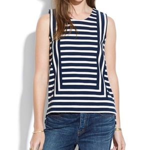Madewell Frameset Ponte Tank Navy & White Stripes